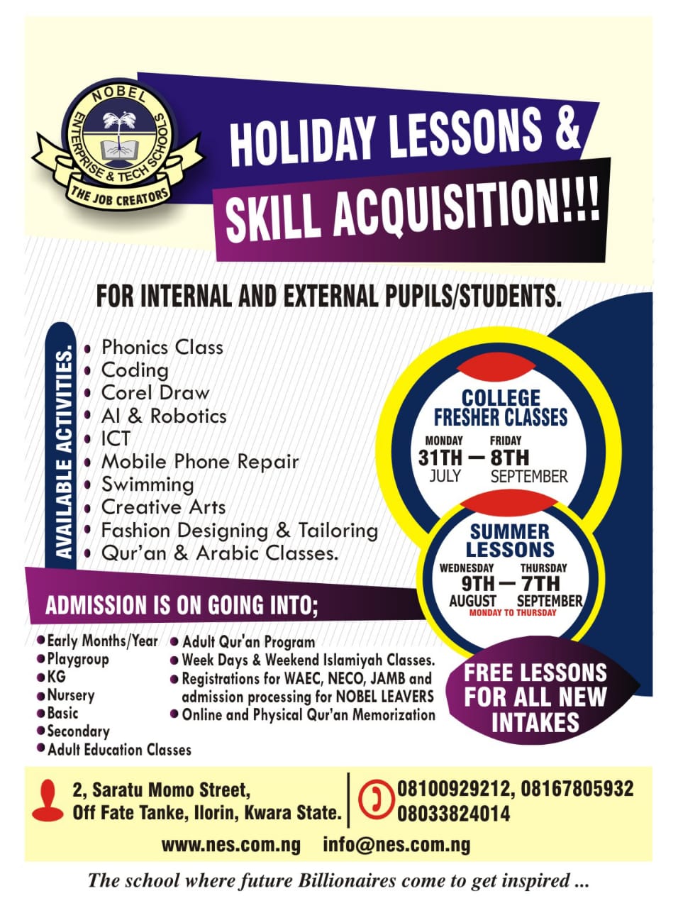 Daaru Lutfus-Salam Quran Academy in collaboration with Nobel Enterprise School